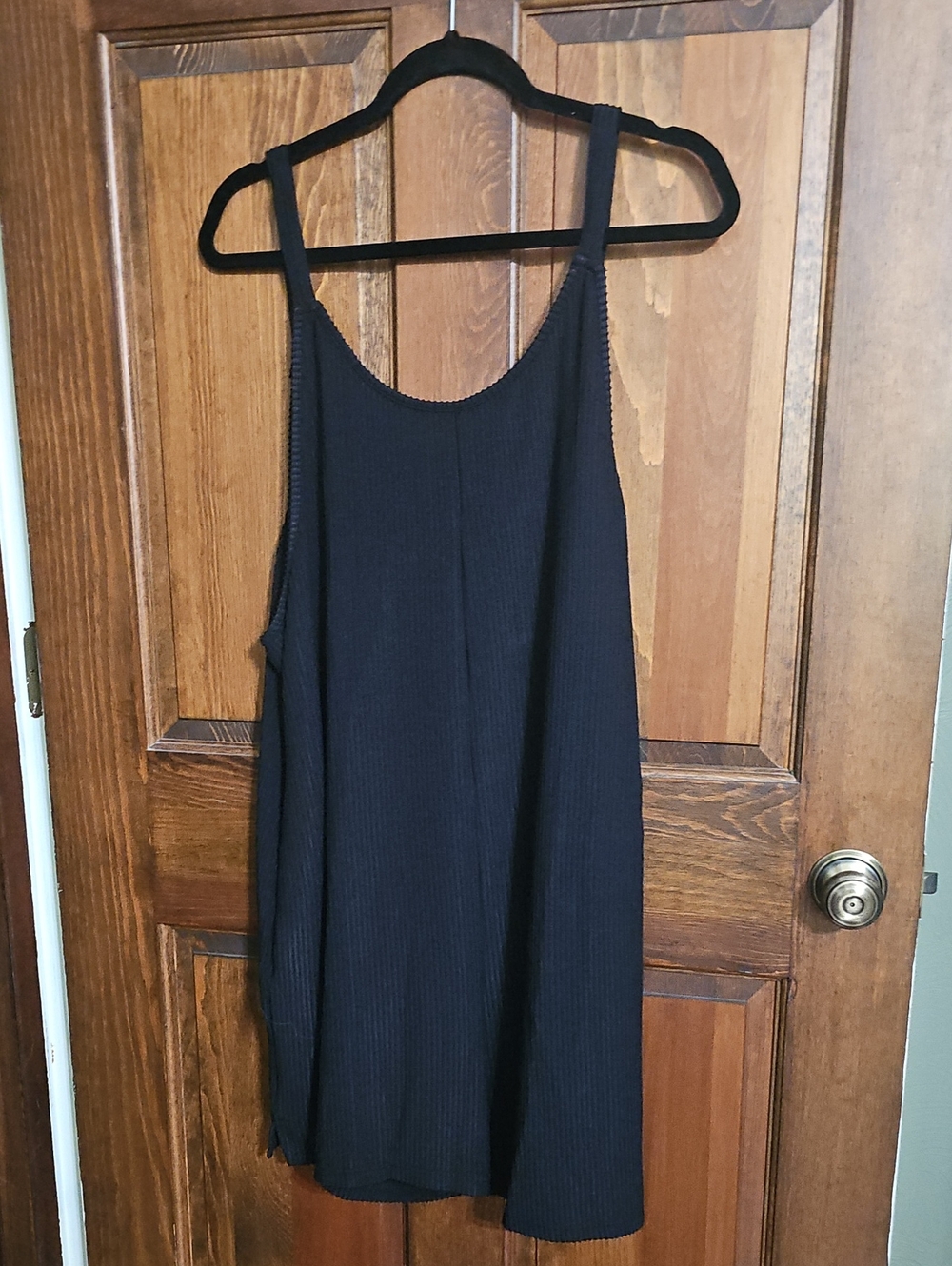 Ekouaer Women's Black Ribbed Tank Romper Size XL